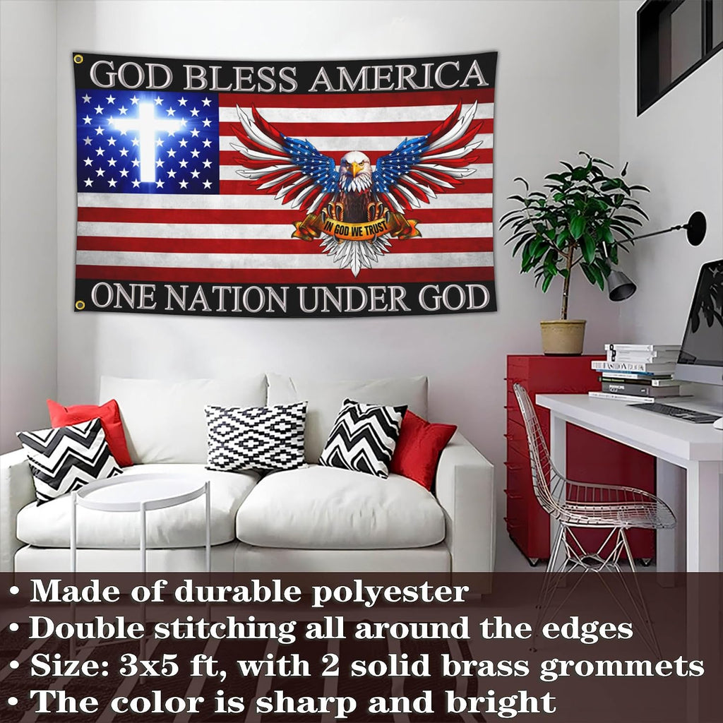 One Nation Under God - Patriotic Christian Flag (3x5 ft)
