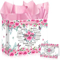 Christian Gift Bag Set – Floral "You Are" Bible Verse Bag with Card & Tissue Paper for Mom & Women