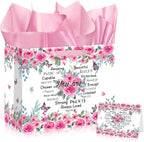 Christian Gift Bag Set – Floral "You Are" Bible Verse Bag with Card & Tissue Paper for Mom & Women
