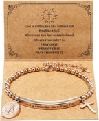 God Is Within Her" Christian Bracelet for Women – Bible Verse Cross & Butterfly Charm, Stainless Steel Faith Gift