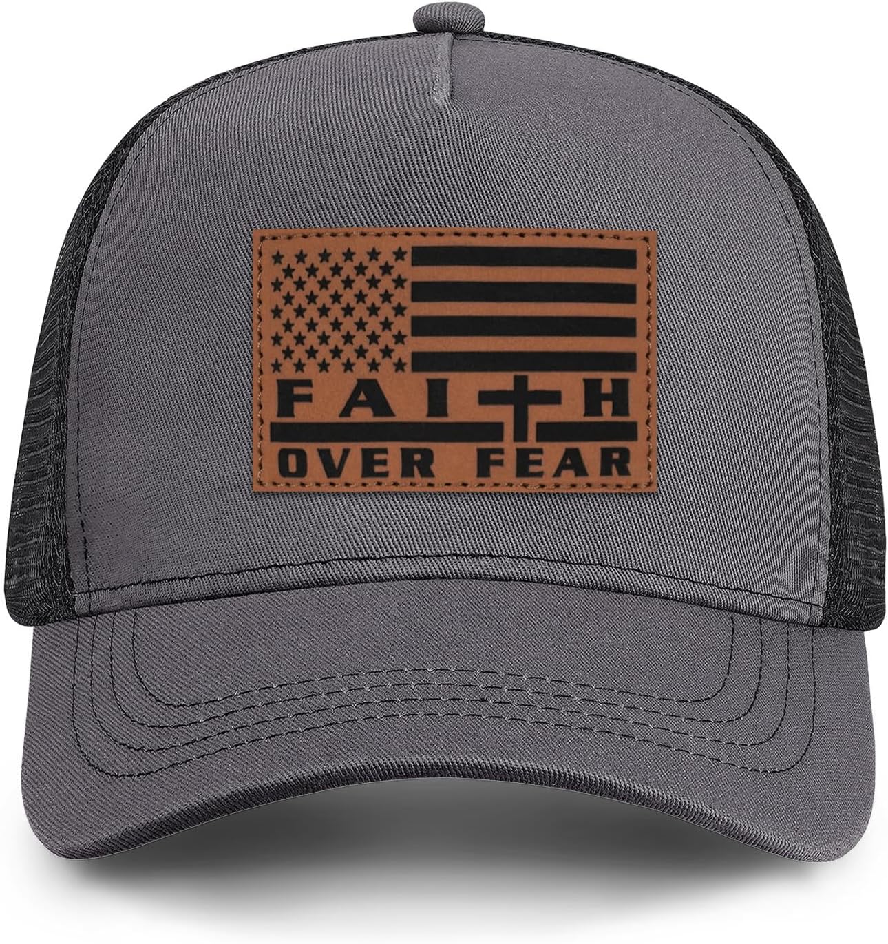 Faith Over Fear" Christian Hat for Men – American Flag Cross Baseball Cap, Father's Day & Christmas Gift