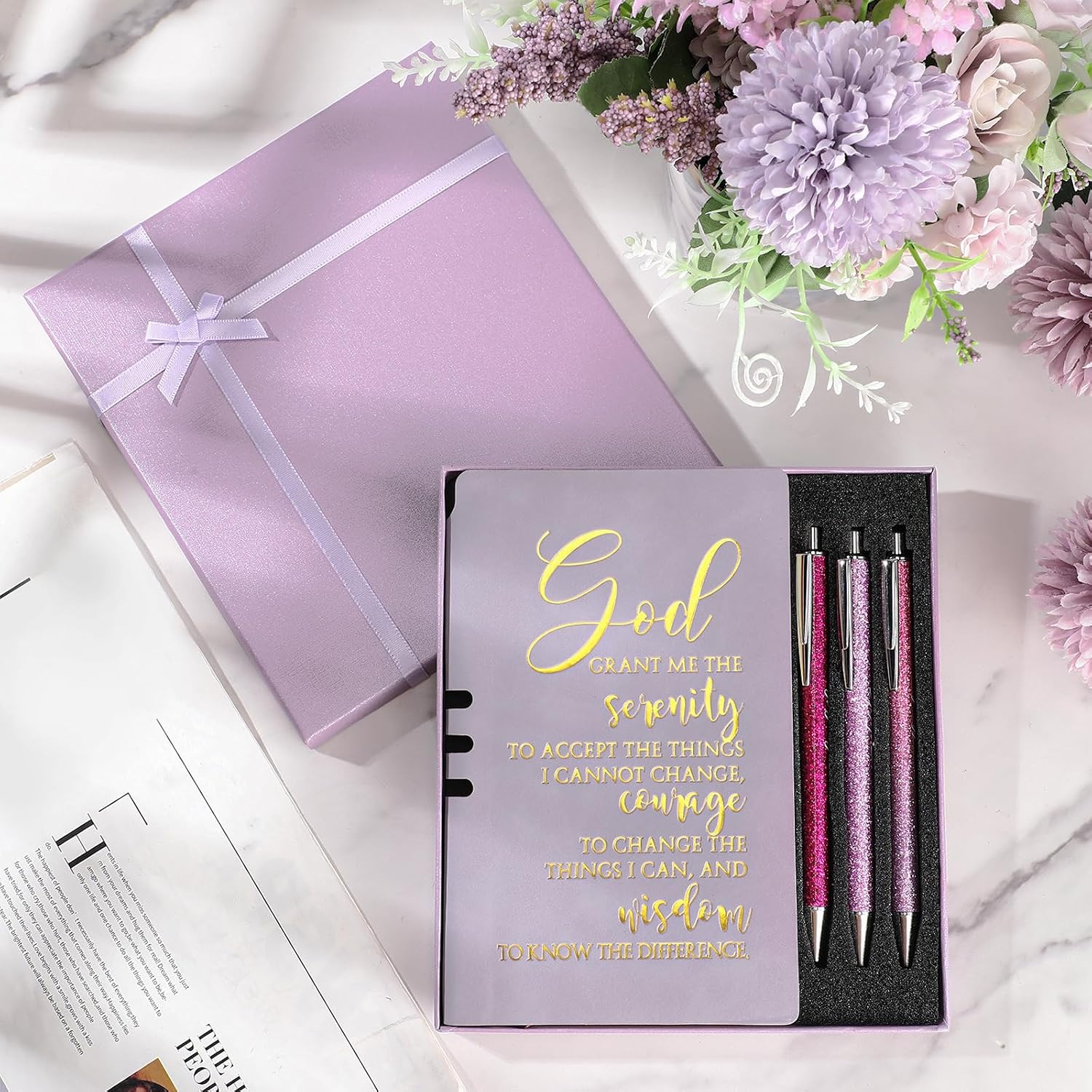 Christian Gifts for Women, Prayer Journal and Pen Gift Set with Gift Box, Scripture Notebook, Faith Gift for Graduation, Church, Sunday School