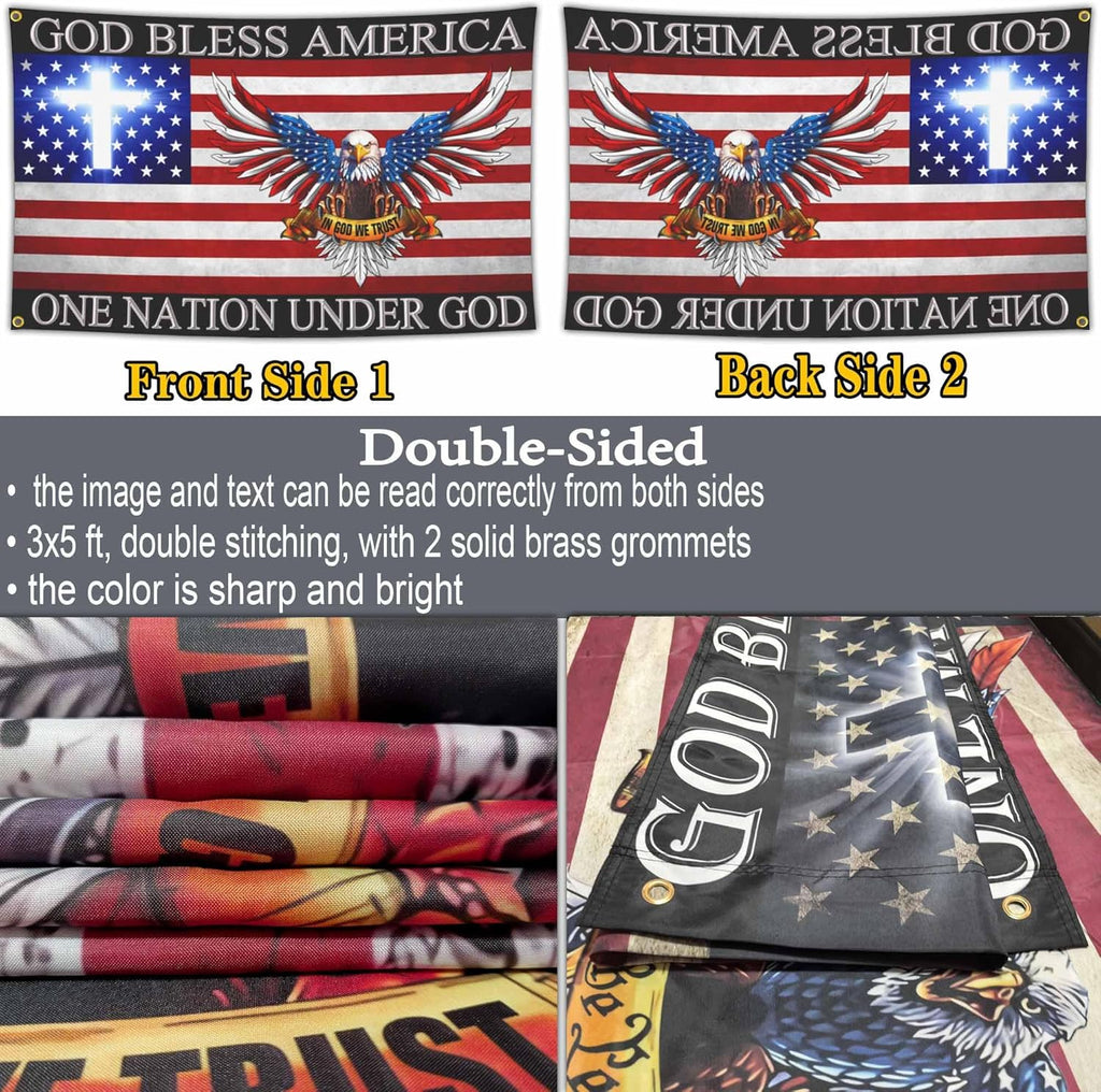 One Nation Under God - Patriotic Christian Flag (3x5 ft)