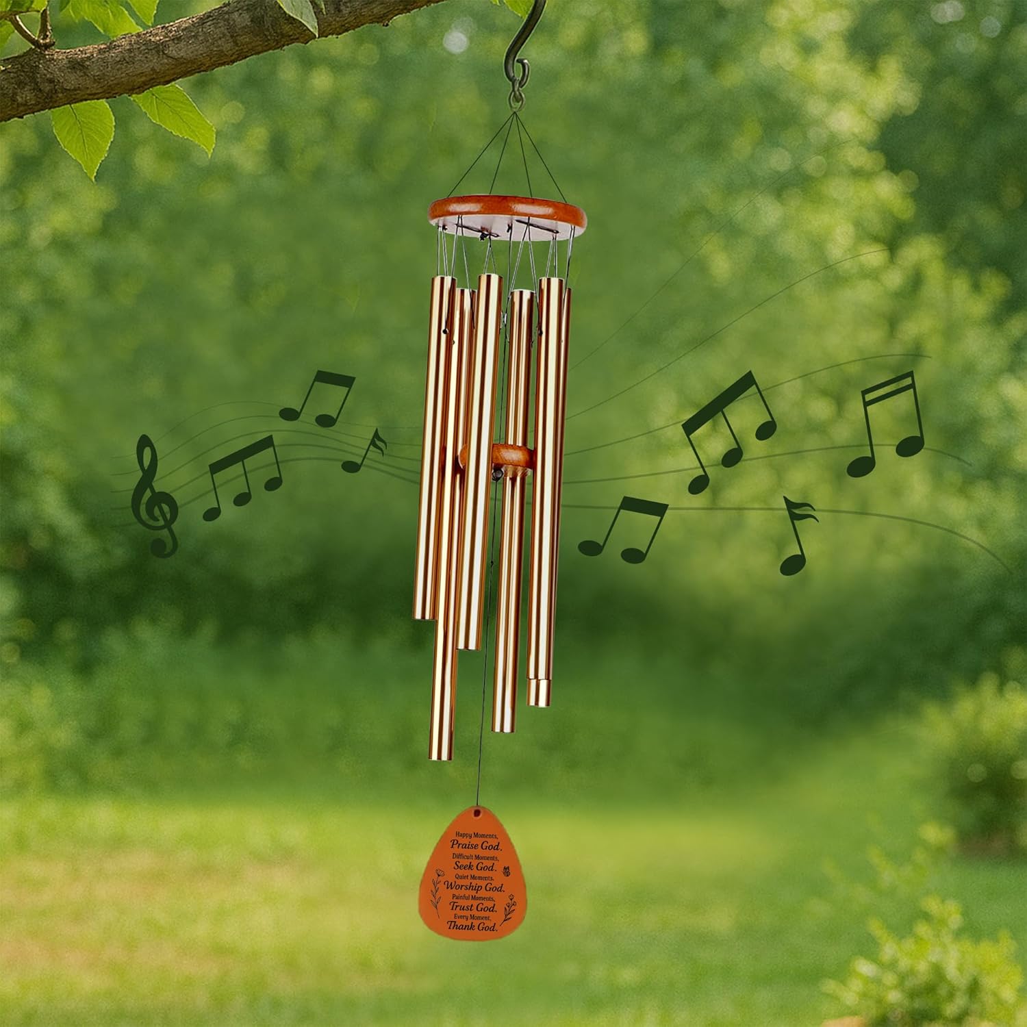 Christian Cross Wind Chimes for Outside 28" – Bible Verse Garden Decor, Faith Gift for Mom & Grandma (Gift-Boxed)