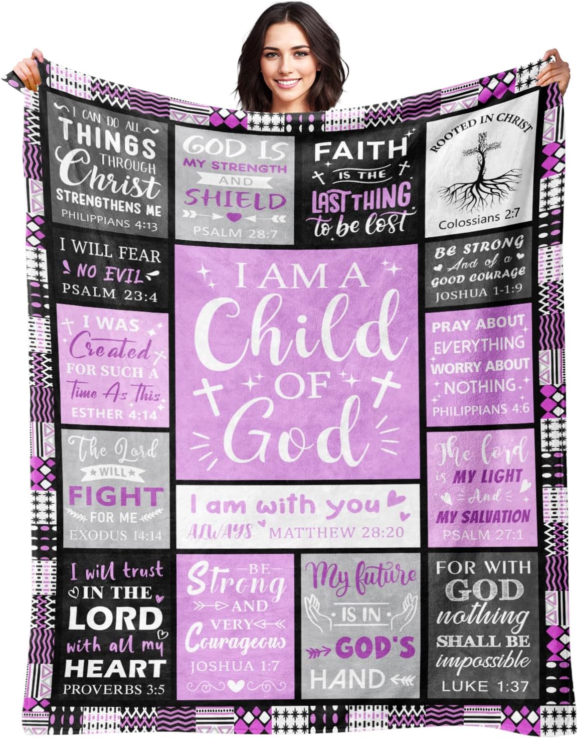 I Am a Child of God" Blanket 50"×60" – Baptism & Confirmation Gift for Teen Girls, Christian Throw