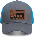 Faith Over Fear" Christian Hat for Men – American Flag Cross Baseball Cap, Father's Day & Christmas Gift