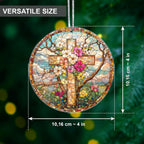 Stained Glass Cross Suncatcher Ornament – Acrylic Hanging Faith Decor for Window, Easter & Christmas Gift