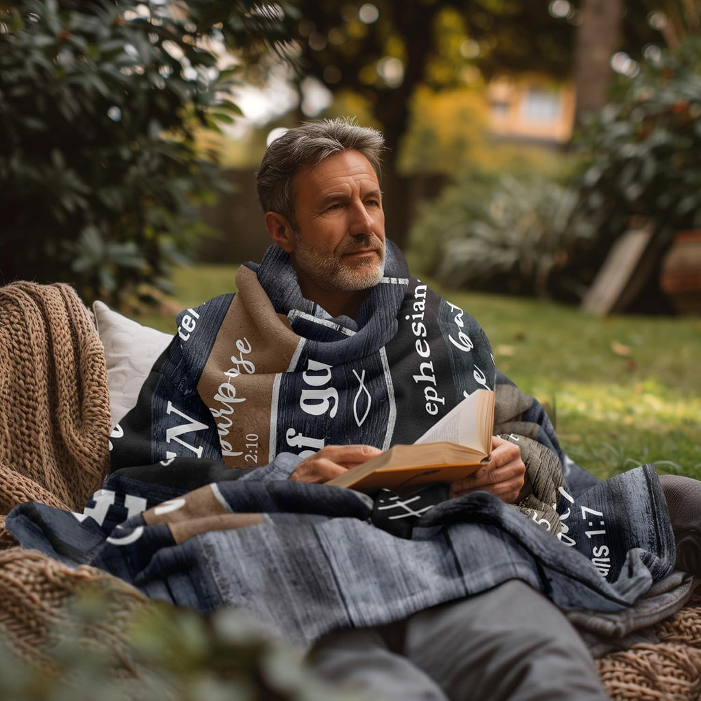 Man of God" Blanket 60"×50" – Christian Bible Verse Throw, Faith Gift for Men, Dad, Husband & Him