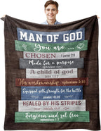 Man of God" Blanket 60"×50" – Christian Bible Verse Throw, Faith Gift for Men, Dad, Husband & Him