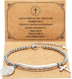 God Is Within Her" Christian Bracelet for Women – Bible Verse Cross & Butterfly Charm, Stainless Steel Faith Gift