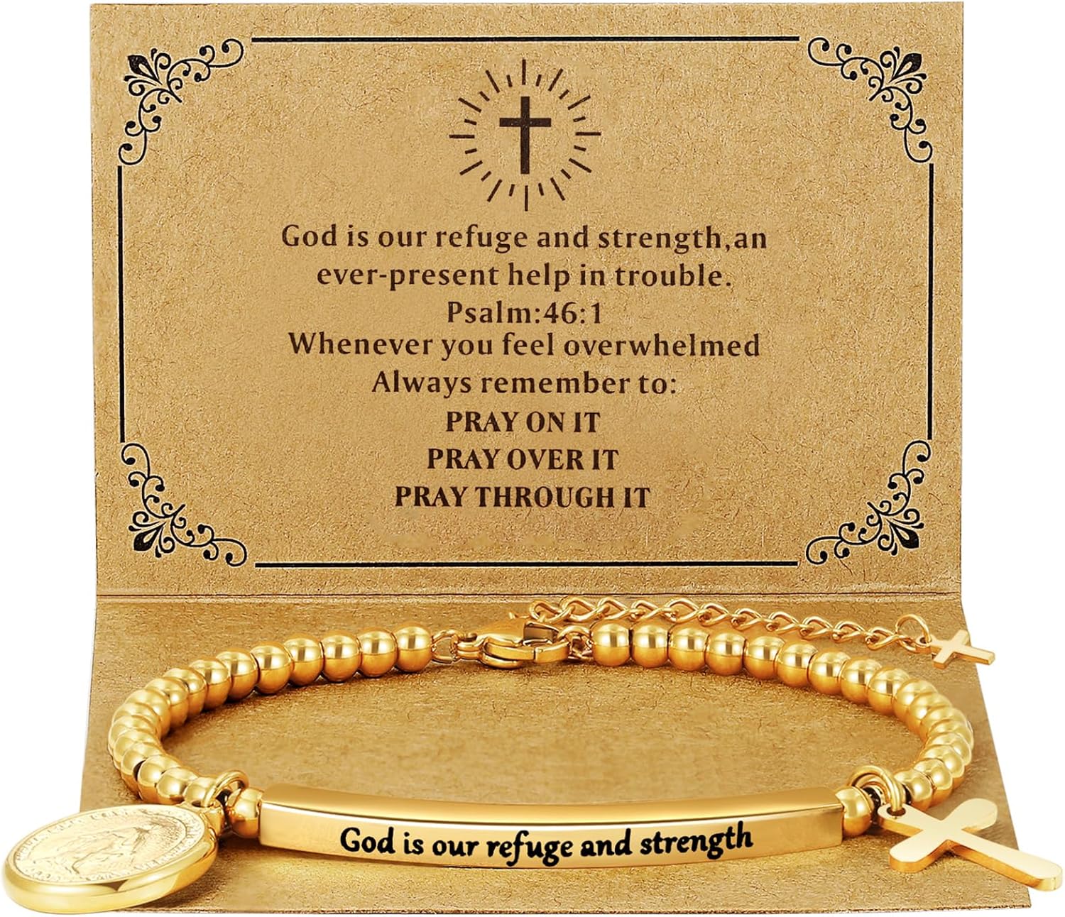 God Is Within Her" Christian Bracelet for Women – Bible Verse Cross & Butterfly Charm, Stainless Steel Faith Gift