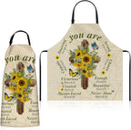Christian Sunflower Apron for Women – "You Are" Bible Verse Apron with 2 Pockets, Faith Gift for Her