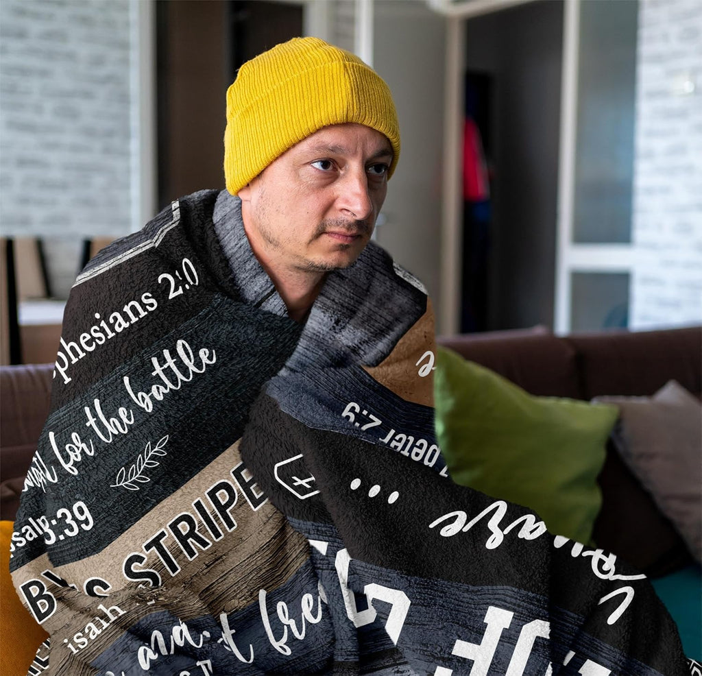 Man of God" Blanket 60"×50" – Christian Bible Verse Throw, Faith Gift for Men, Dad, Husband & Him