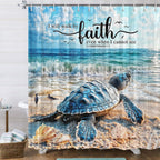 Sea Turtle Bible Verse Shower Curtain, Coastal Christian Decor Accessories Hooks Included 72X72IN