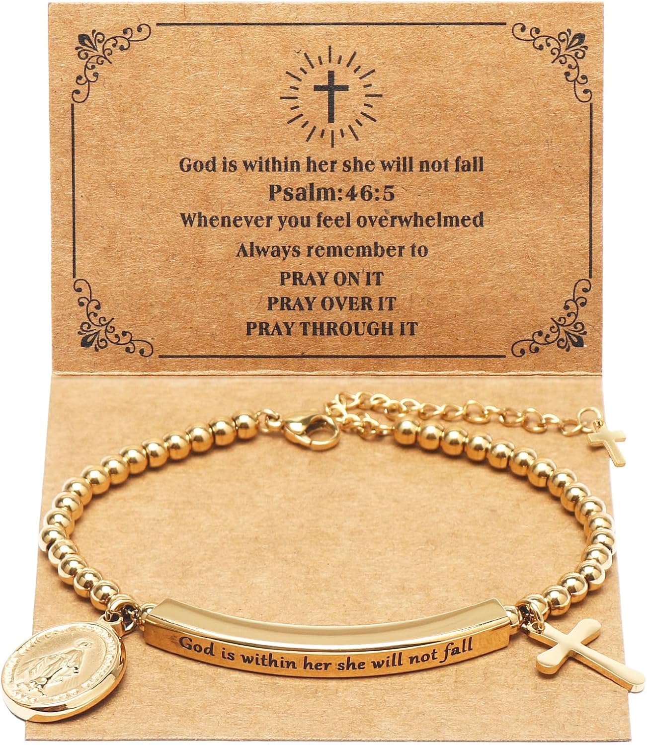 God Is Within Her" Christian Bracelet for Women – Bible Verse Cross & Butterfly Charm, Stainless Steel Faith Gift
