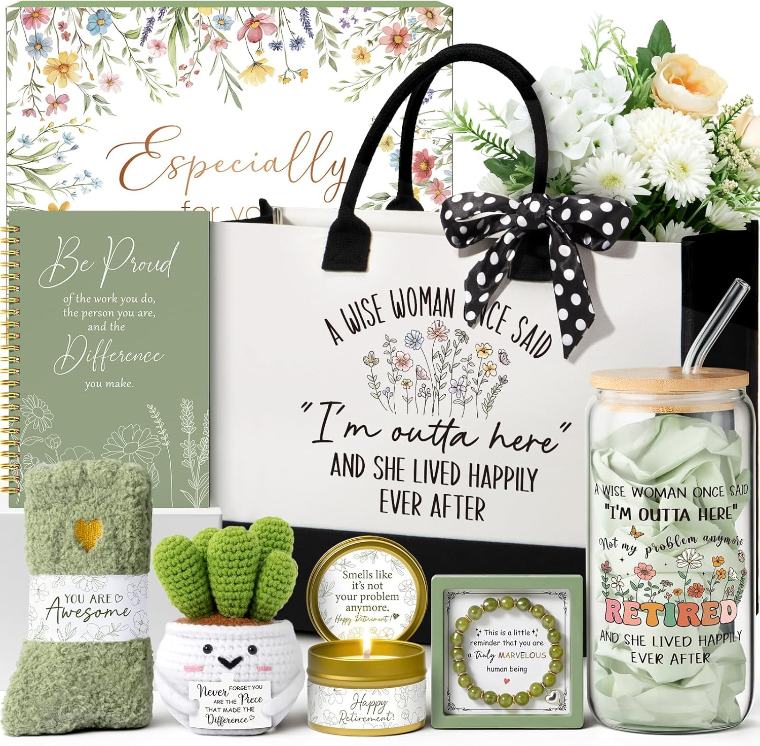 Christian Gift Basket for Women – Canvas Tote, Glass Cup, Candle, Socks & More Faith Gift Set for Her