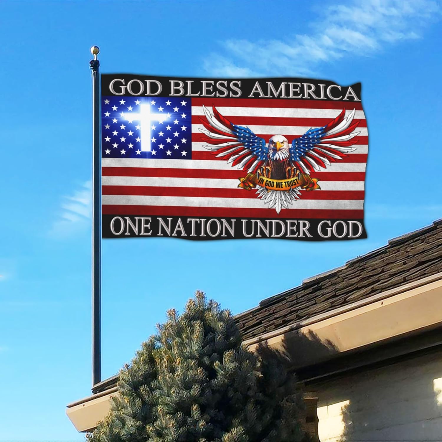 One Nation Under God - Patriotic Christian Flag (3x5 ft)