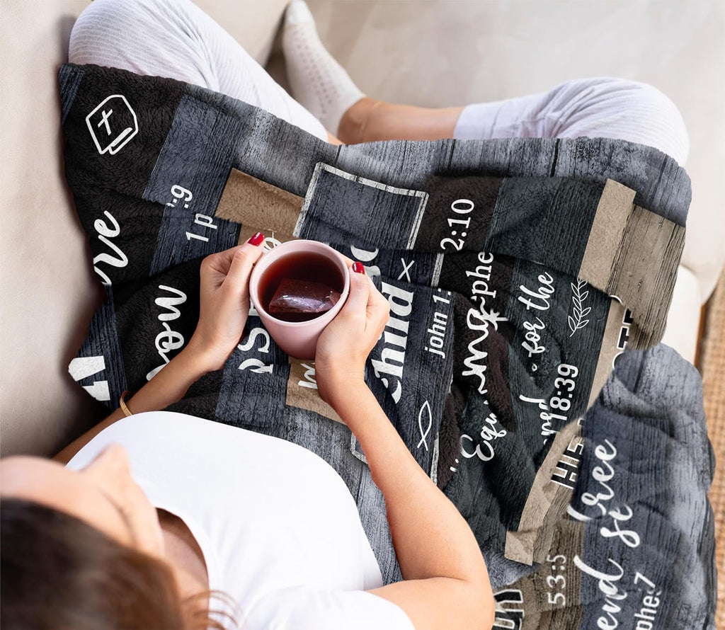 Man of God" Blanket 60"×50" – Christian Bible Verse Throw, Faith Gift for Men, Dad, Husband & Him