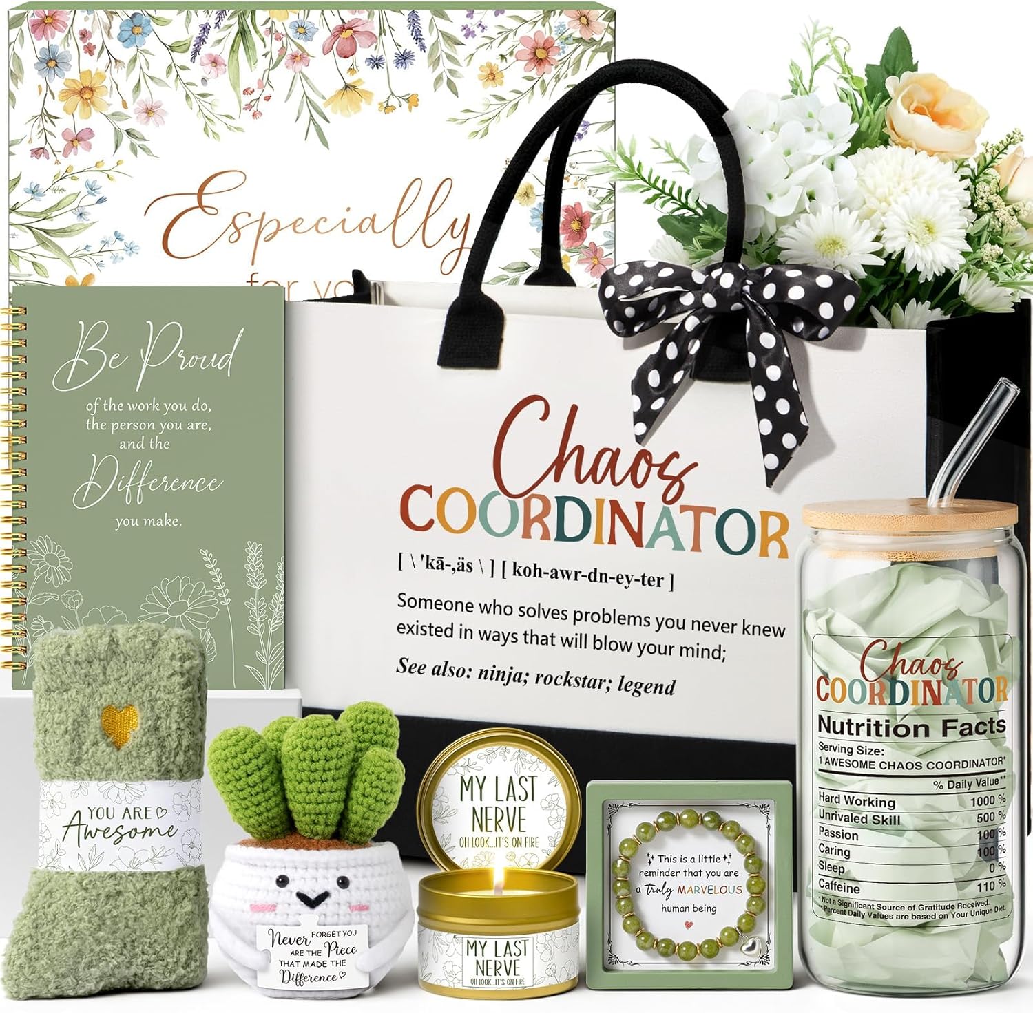 Christian Gift Basket for Women – Canvas Tote, Glass Cup, Candle, Socks & More Faith Gift Set for Her