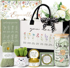 Christian Gift Basket for Women – Canvas Tote, Glass Cup, Candle, Socks & More Faith Gift Set for Her