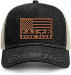 Faith Over Fear" Christian Hat for Men – American Flag Cross Baseball Cap, Father's Day & Christmas Gift