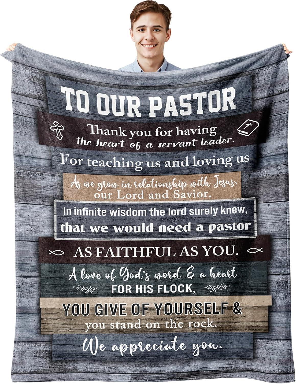 Man of God" Blanket 60"×50" – Christian Bible Verse Throw, Faith Gift for Men, Dad, Husband & Him