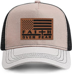 Faith Over Fear" Christian Hat for Men – American Flag Cross Baseball Cap, Father's Day & Christmas Gift