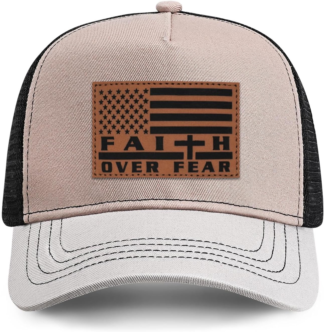 Faith Over Fear" Christian Hat for Men – American Flag Cross Baseball Cap, Father's Day & Christmas Gift