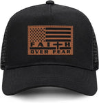 Faith Over Fear" Christian Hat for Men – American Flag Cross Baseball Cap, Father's Day & Christmas Gift
