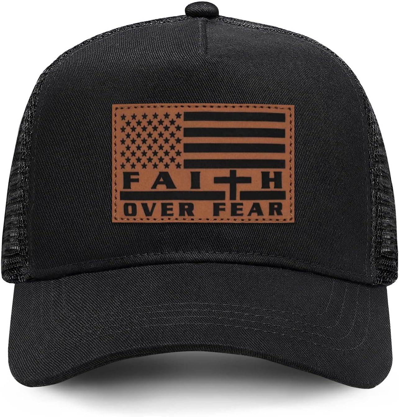 Faith Over Fear" Christian Hat for Men – American Flag Cross Baseball Cap, Father's Day & Christmas Gift