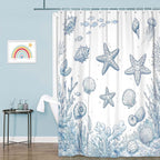 Sea Turtle Bible Verse Shower Curtain, Coastal Christian Decor Accessories Hooks Included 72X72IN