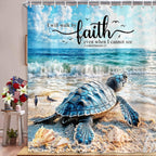 Sea Turtle Bible Verse Shower Curtain, Coastal Christian Decor Accessories Hooks Included 72X72IN