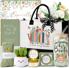 Christian Gift Basket for Women – Canvas Tote, Glass Cup, Candle, Socks & More Faith Gift Set for Her
