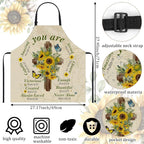 Christian Sunflower Apron for Women – "You Are" Bible Verse Apron with 2 Pockets, Faith Gift for Her