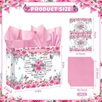 Christian Gift Bag Set – Floral "You Are" Bible Verse Bag with Card & Tissue Paper for Mom & Women