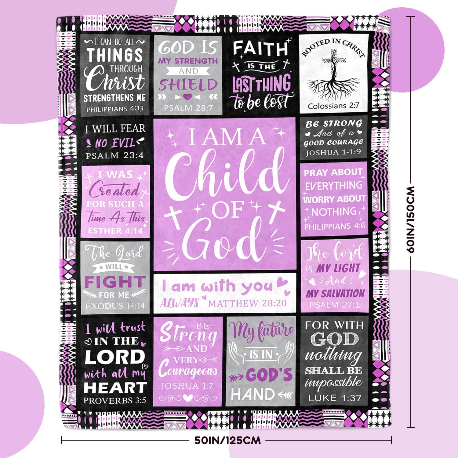 I Am a Child of God" Blanket 50"×60" – Baptism & Confirmation Gift for Teen Girls, Christian Throw