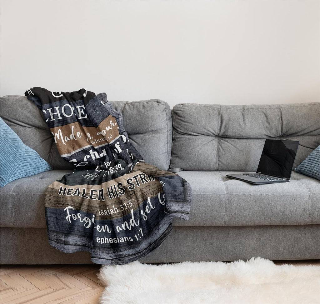 Man of God" Blanket 60"×50" – Christian Bible Verse Throw, Faith Gift for Men, Dad, Husband & Him