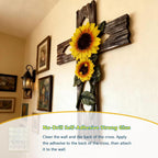 Wooden Sunflower Cross Wall Decor, Rustic Farmhouse Christian