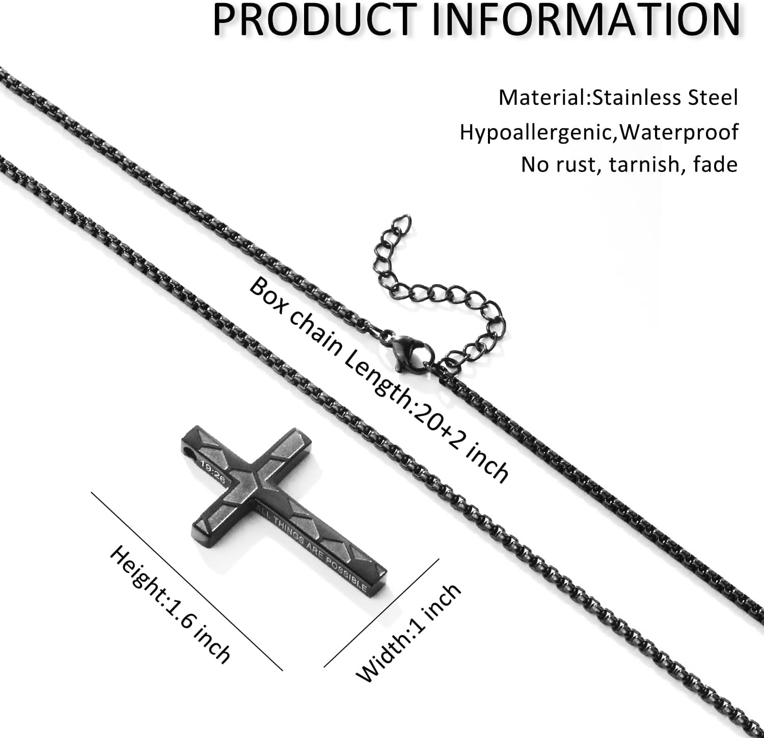 Soccer Cross Necklace for Boys, Stainless Steel Bible Verse Pendant, Christian Gift for Him