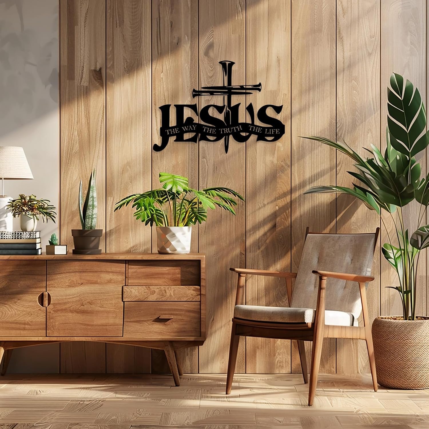 Jesus Cross Metal Wall Decor, Christian Cross Wall Art 14x10
