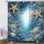 Sea Turtle Bible Verse Shower Curtain, Coastal Christian Decor Accessories Hooks Included 72X72IN