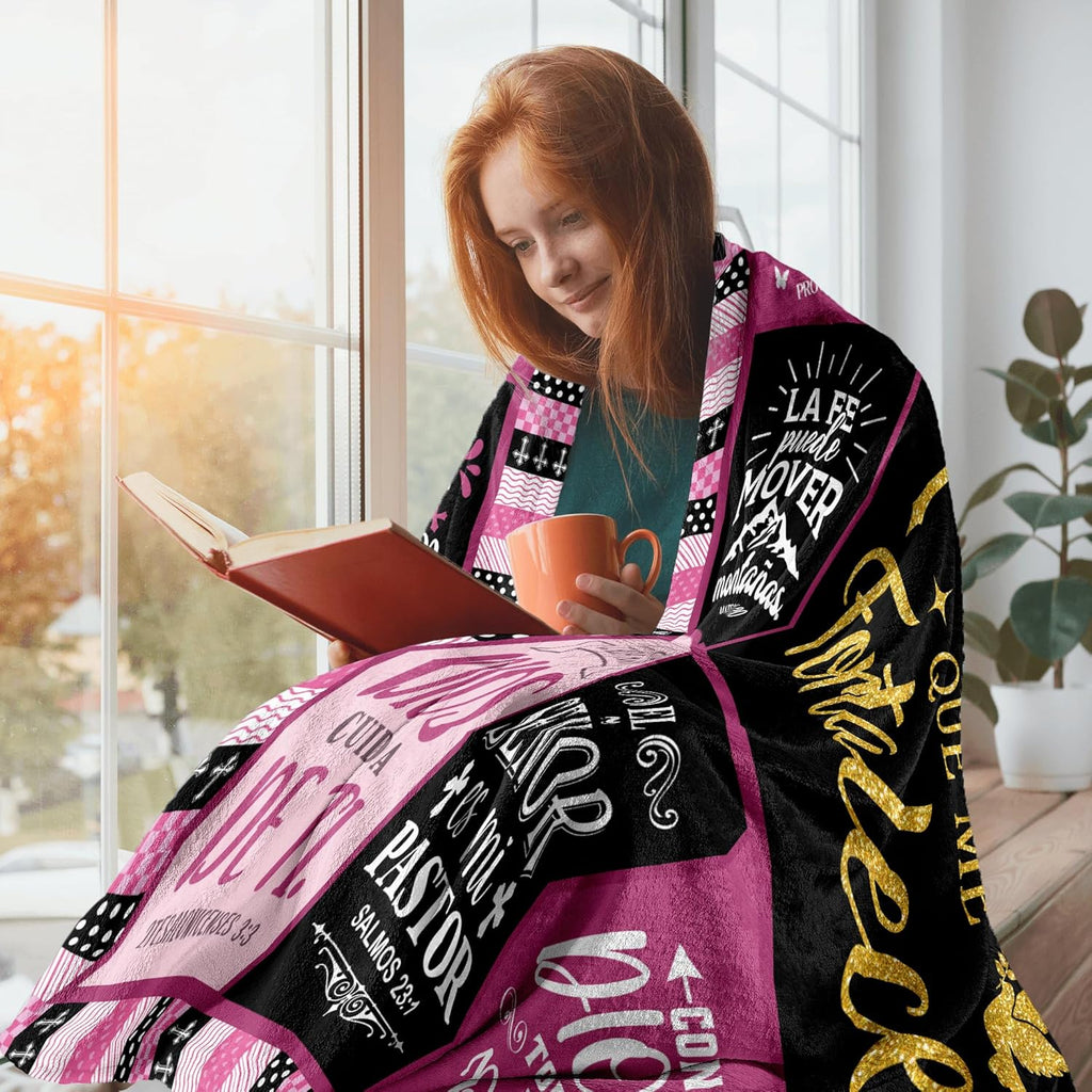 Spanish Christian Throw Blanket for Women 50"×60" – Regalo Cristiano "Todo lo Puedo en Cristo" for Mom & Her
