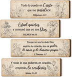 4 Pieces Spanish Bible Verse Wall Decor Set, Christian Wood Plaque Signs(Fresh Style)