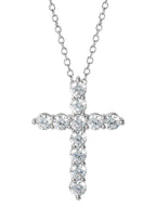 Silver-Plated Cubic Zirconia Cross Pendant Necklace, 18" + 2" Extender