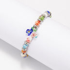 Millefiori Glass Cross Bracelet, Rainbow Beaded Rosary Bracelet, Christian Faith Gift