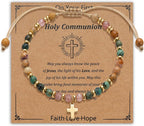 Adjustable Cross Bracelet for Boys, Tiger Eye Beaded Faith Bracelet, Christian Gift