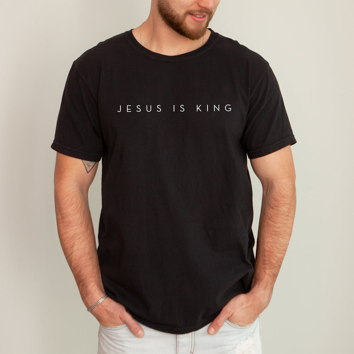 Jesus Is King Minimalist Gospel Christian Faith Religious Vintage Inspired Comfort Colors Tee