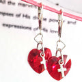 💖 Sterling Silver Red Heart Crystal Earrings 💖