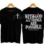 "With God All Things Are Possible" Men's Christian T-Shirt - Bible Verse Matthew 19:26 Graphic Tee, Premium 100% Cotton Scripture Top, Inspirational Religious Gift for Him, Faith-Based Men's Fashion, Soft Lived-In Christian Apparel