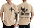 Christian Shirts for Men Need Prayer Tap My Shoulder T-Shirt Cross Faith | Christian Cross Faith Religious Jesus Tshirts Women